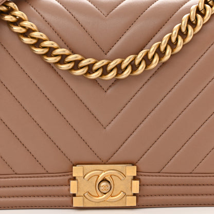 Chanel Calfskin Chevron Quilted New Medium Boy Flap Beige 8 of 15
