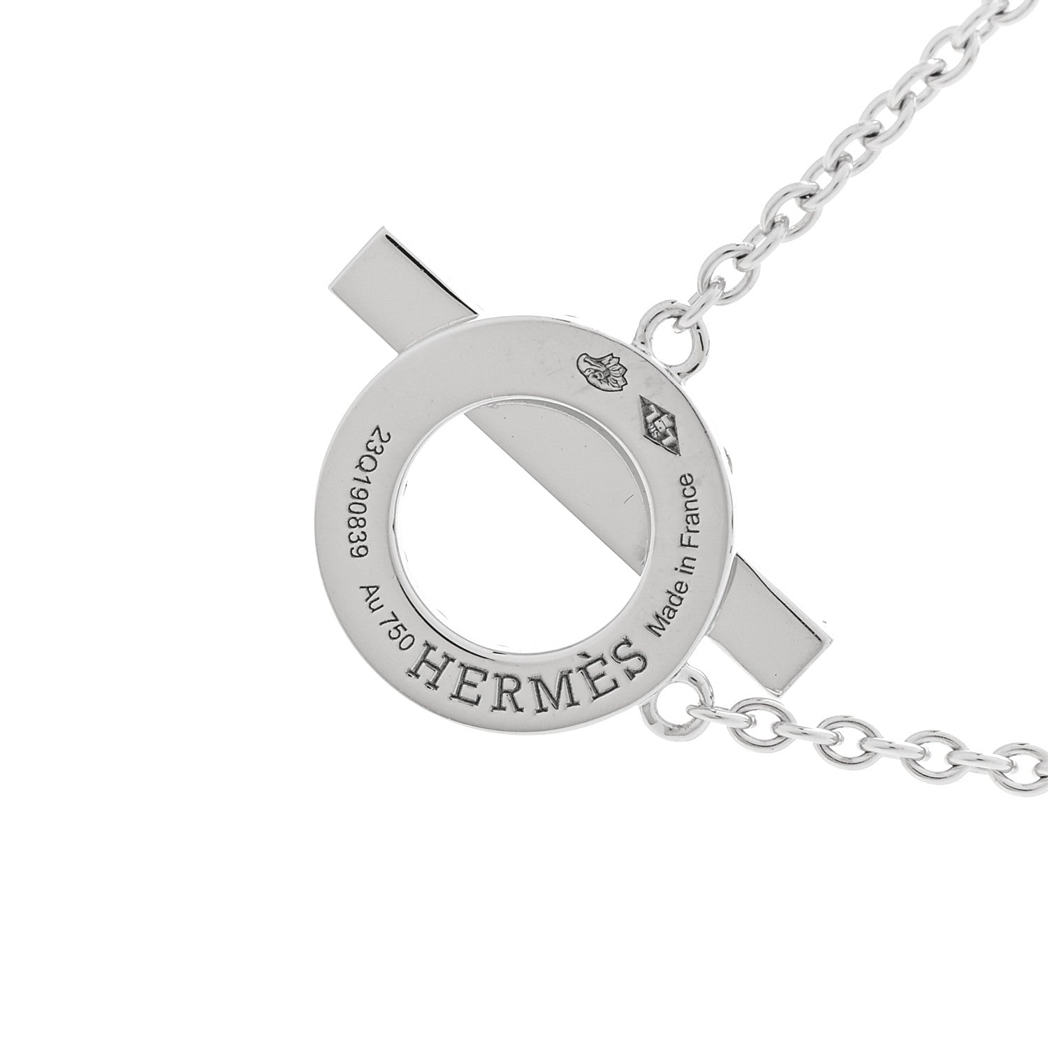 Hermes 18K White Gold Diamond Finesse Pendant Necklace 5 of 6