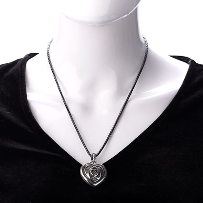 David Yurman Darkened Sterling Silver Puffed Cable Heart Pendant Necklace 2 of 5