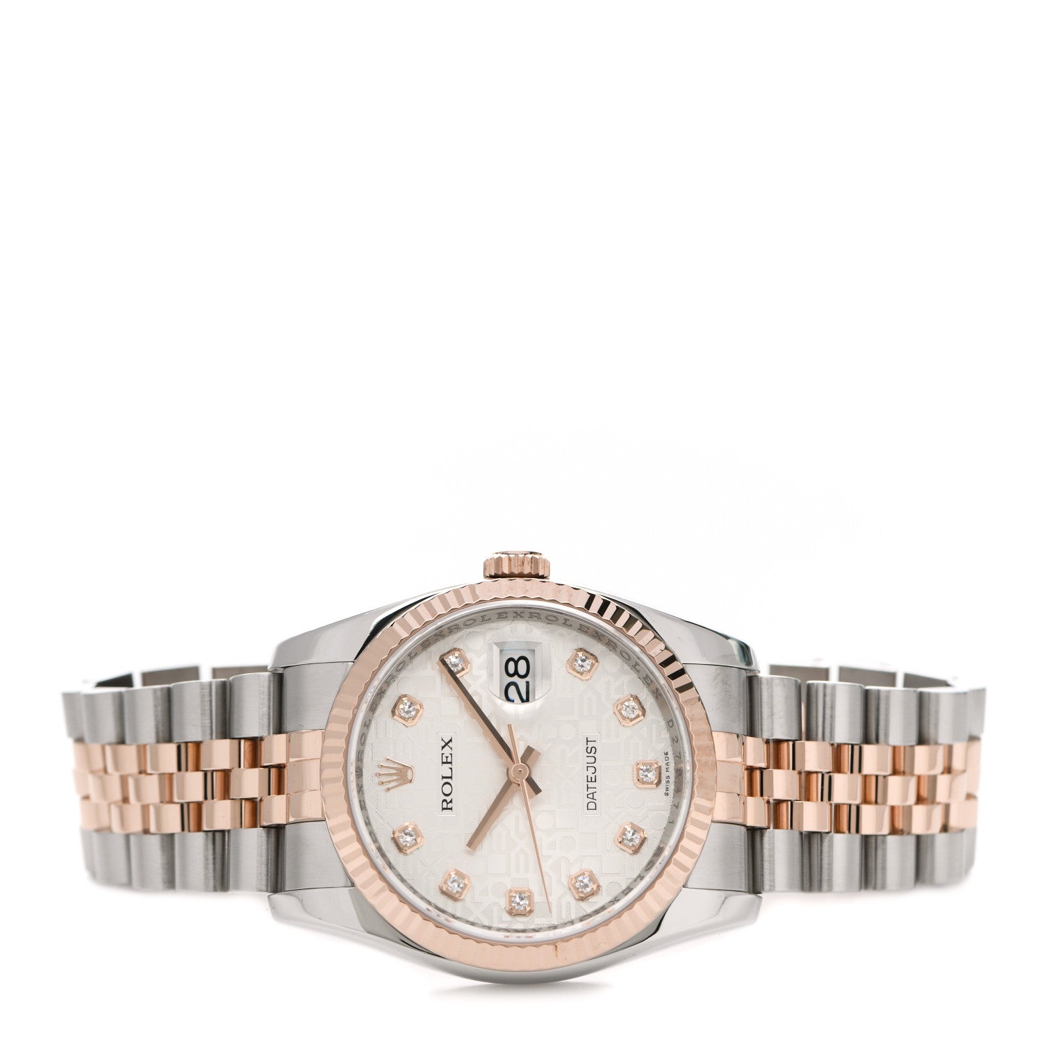 Rolex Stainless Steel 18K Everose Gold Diamond 36mm Oyster Perpetual Datejust Watch Silver Jubilee 116231 2 of 6