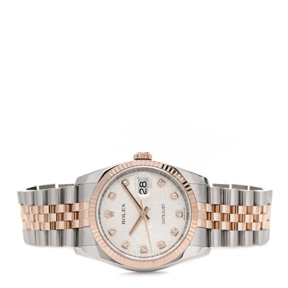 Rolex Stainless Steel 18K Everose Gold Diamond 36mm Oyster Perpetual Datejust Watch Silver Jubilee 116231 2 of 6