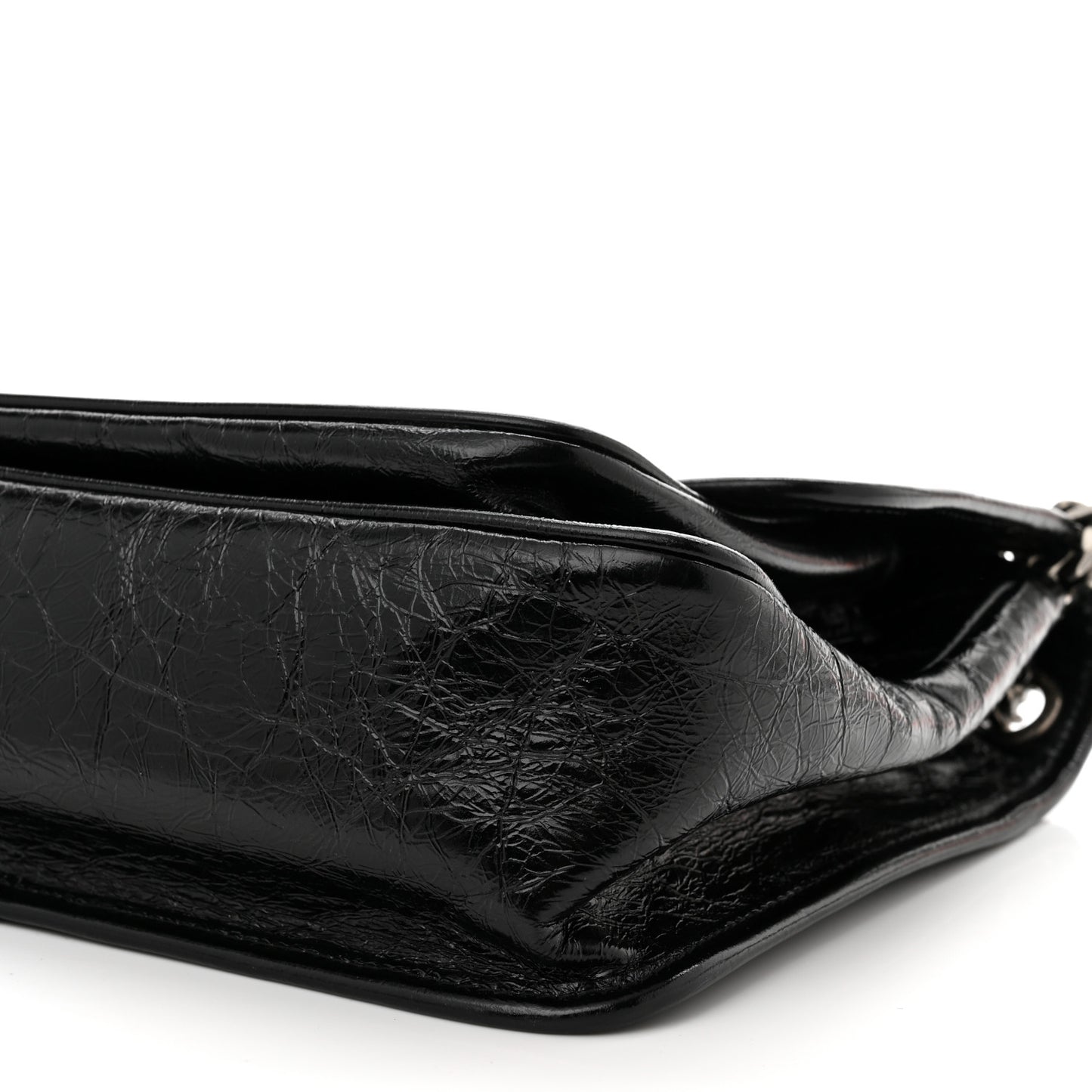 Crinkled Calfskin Matelasse Monogram Medium Niki Chain Satchel Black