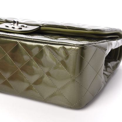 Chanel Striated Patent Quilted Jumbo Double Flap Green 8 of 11
