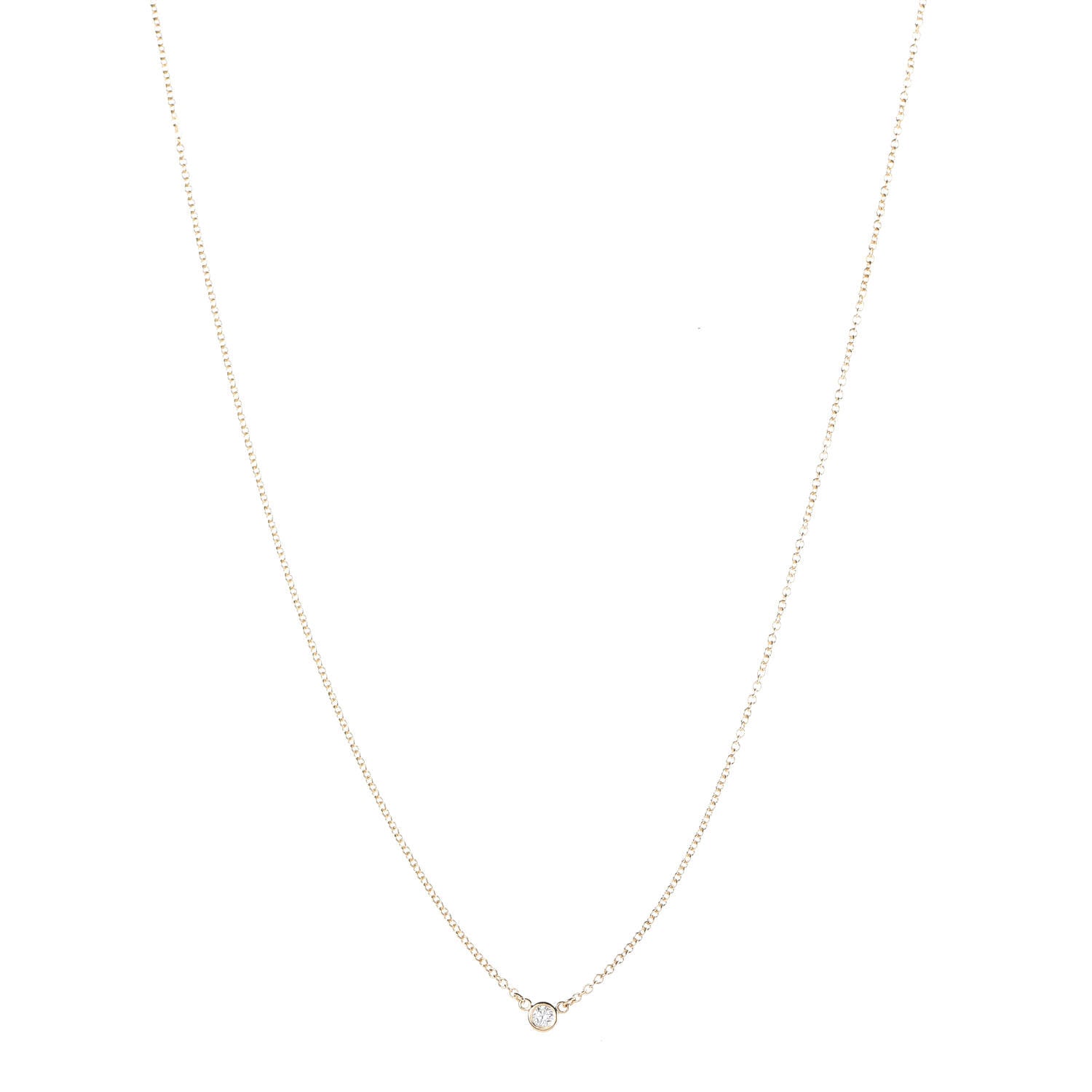Tiffany 18K Yellow Gold Diamond .05ct Elsa Peretti Diamonds by the Yard Pendant Necklace 1 of 6