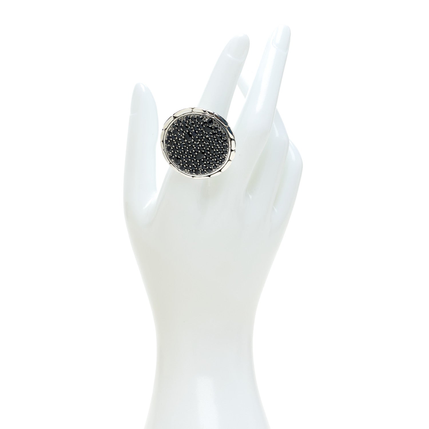 John Hardy Sterling Silver Black Sapphire Black Spinel Kali Lava Ring 54 7 2 of 6