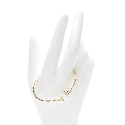 Tiffany 18K Yellow Gold Diamond T Wire Bracelet 2 of 5