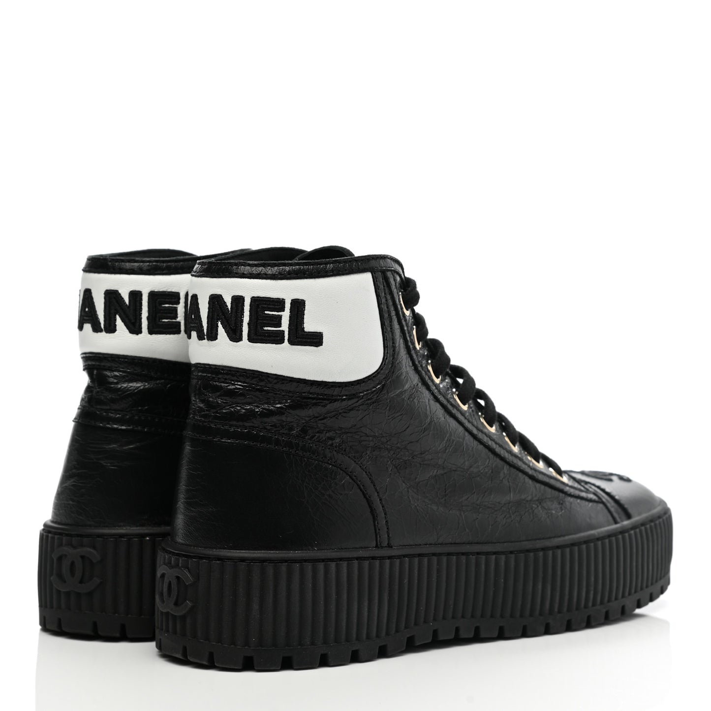 Aged Calfskin Lace Up Cap Toe Sneakers 36 Black White