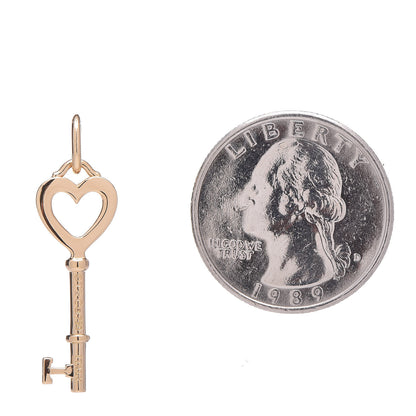 Tiffany 18K Yellow Gold Mini Heart Key Pendant 2 of 2