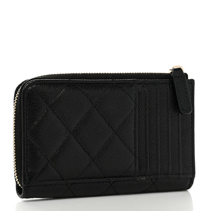 Chanel Caviar Quilted CC Zip Around Card Holder Black 4 of 15