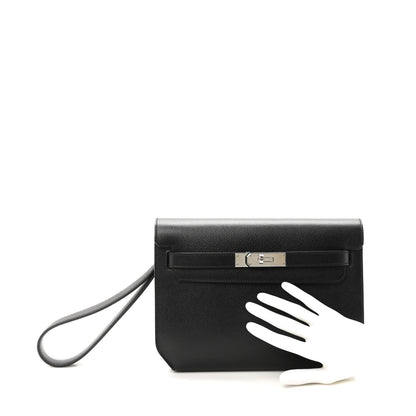 Hermes Epsom Kelly Depeches 25 Pouch Black 3 of 11