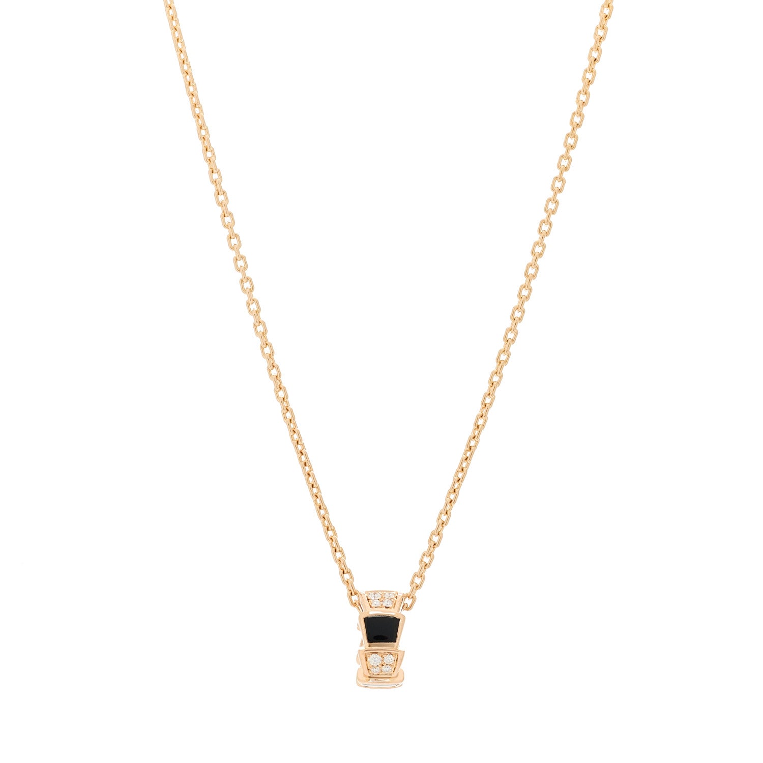 Bulgari 18K Rose Gold Diamond Black Onyx Serpenti Viper Pendant Necklace 1 of 7