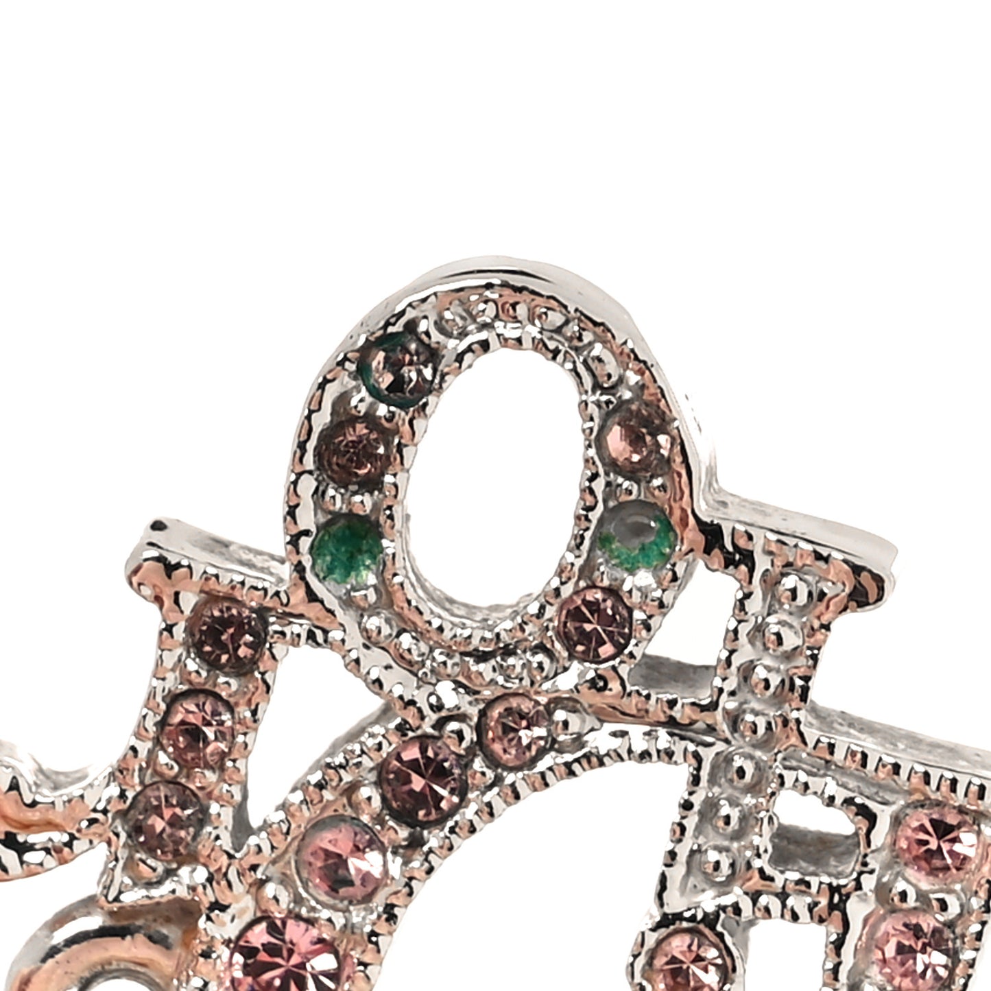 Metal Crystal Logo Choker Necklace Silver Pink