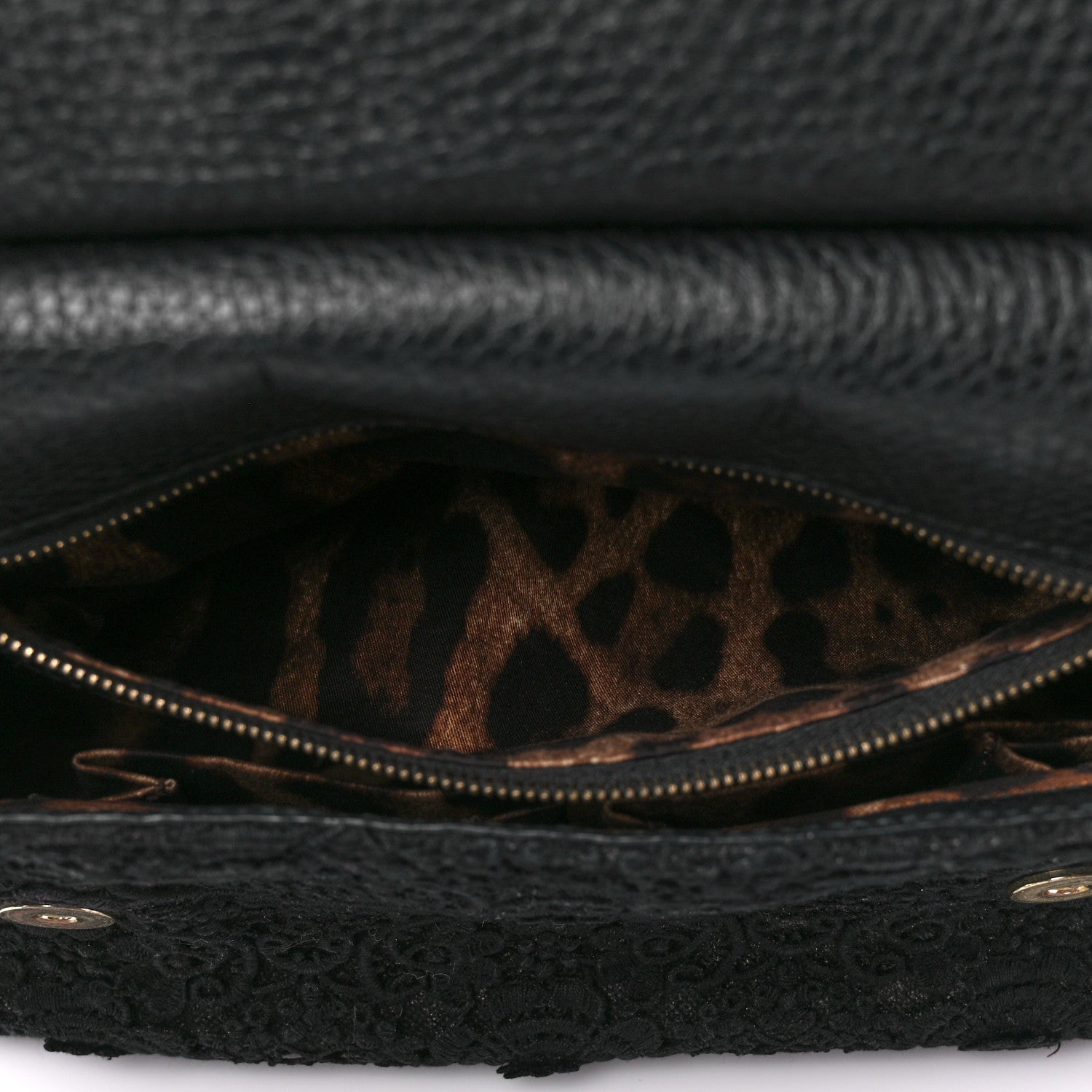 Dolce & Gabbana DOLCE & GABBANA Calfskin Lace Miss Sicily Satchel Black 6 of 14