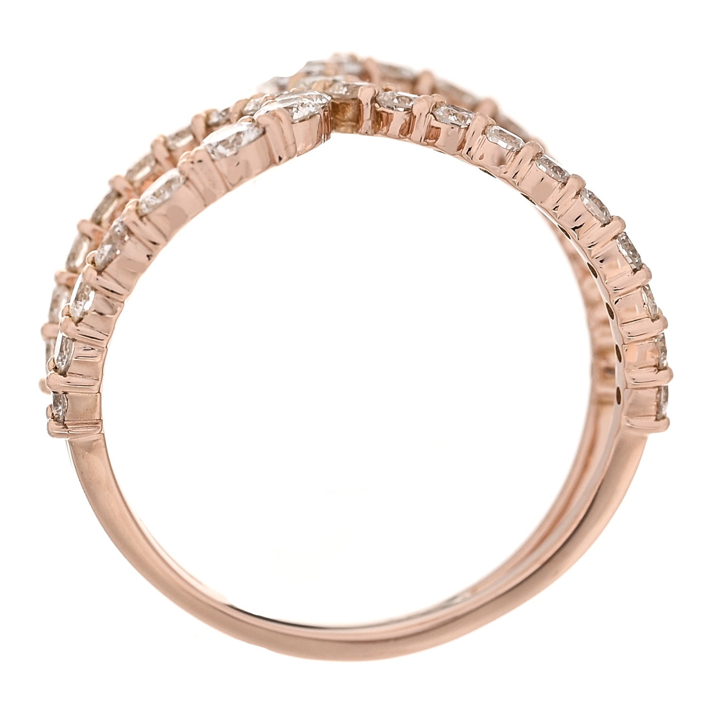 18K Rose Gold Diamond 1.00ctw Double Loop Ring 52 6