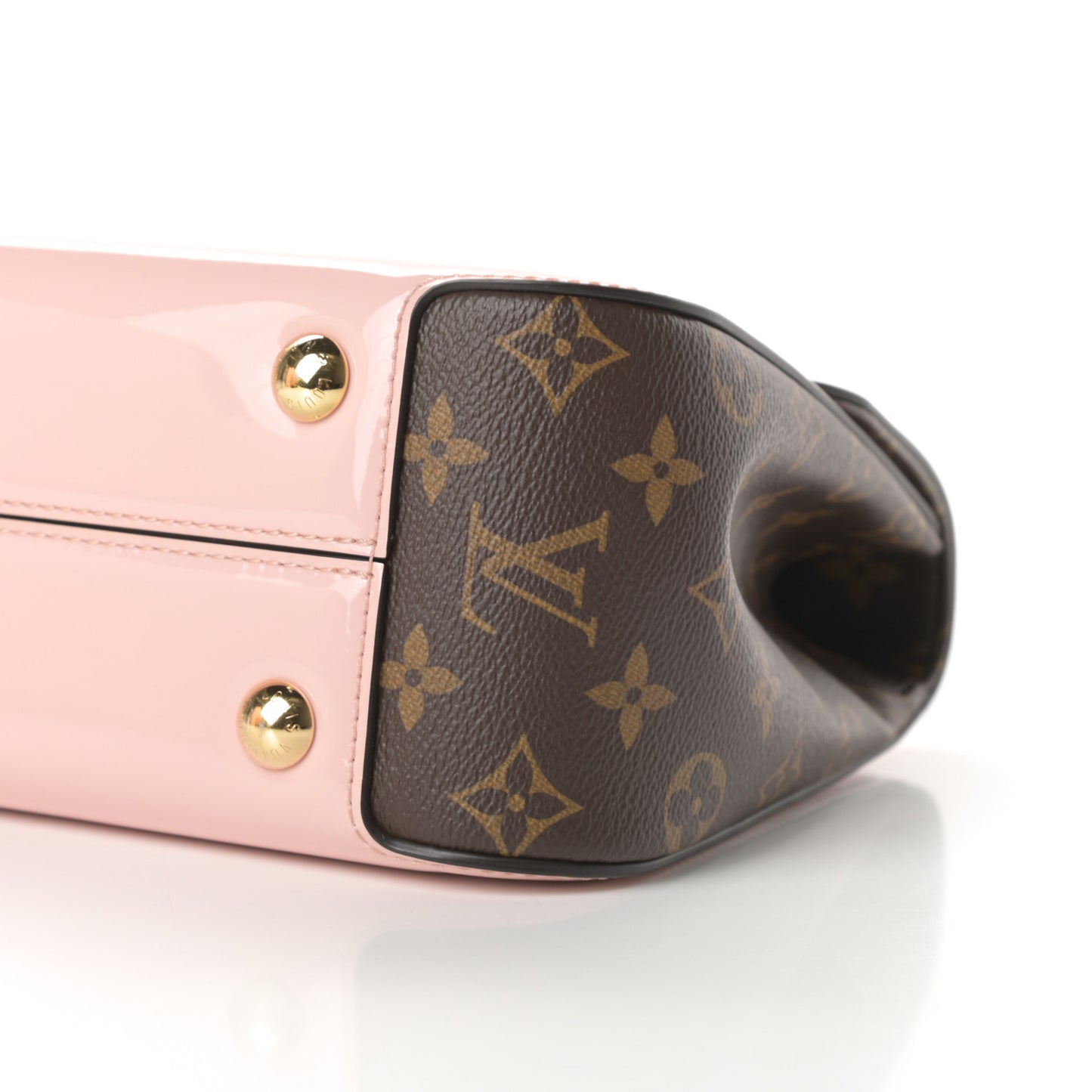 Patent Calfskin Monogram Cherrywood PM Rose Ballerine