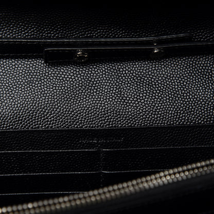 Saint Laurent Grain De Poudre Matelasse Chevron Monogram Chain Wallet Black 9 of 12