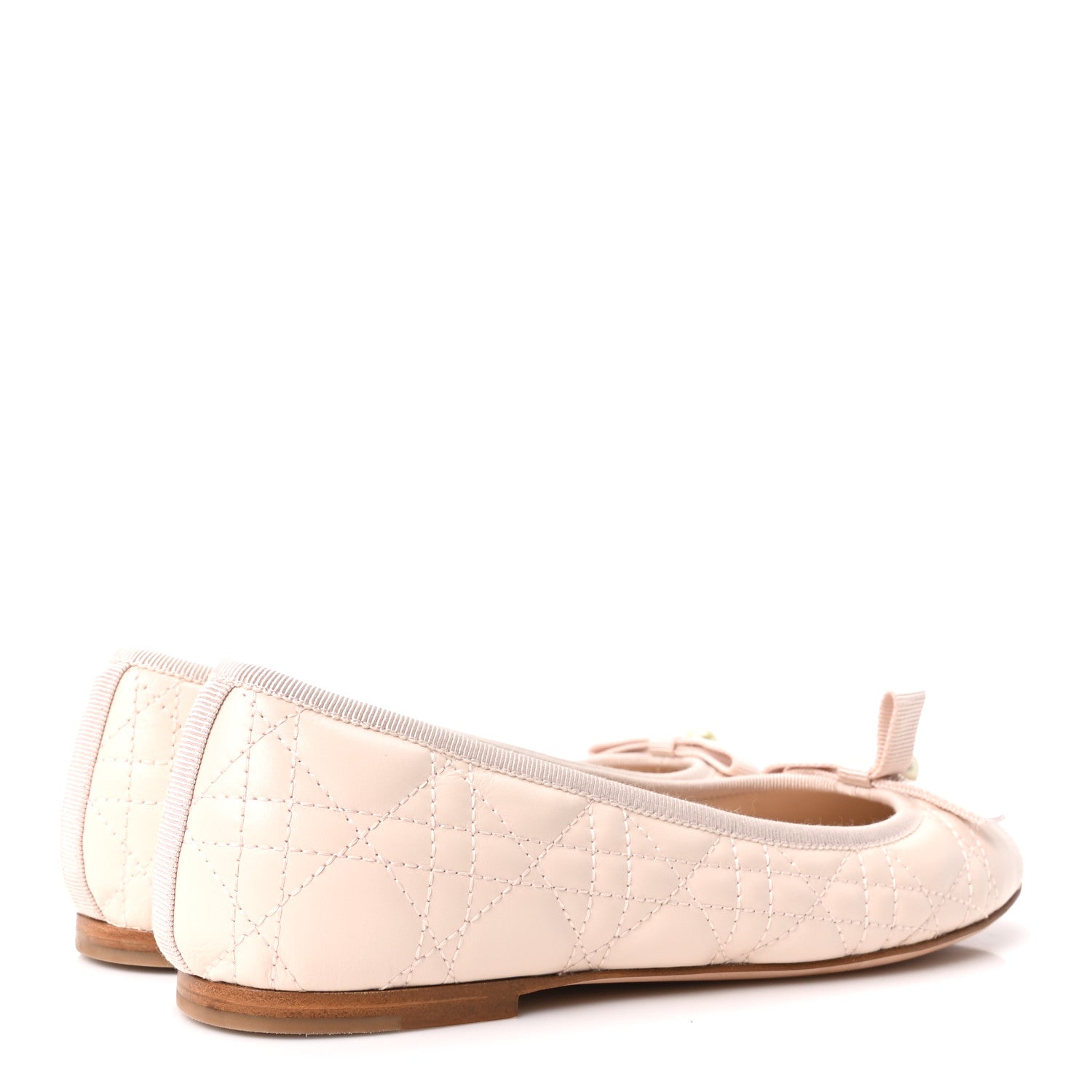 Christian Dior Calfskin Cannage Pearl Bow Ballet Flats 37 Rose Quartz 5 of 10