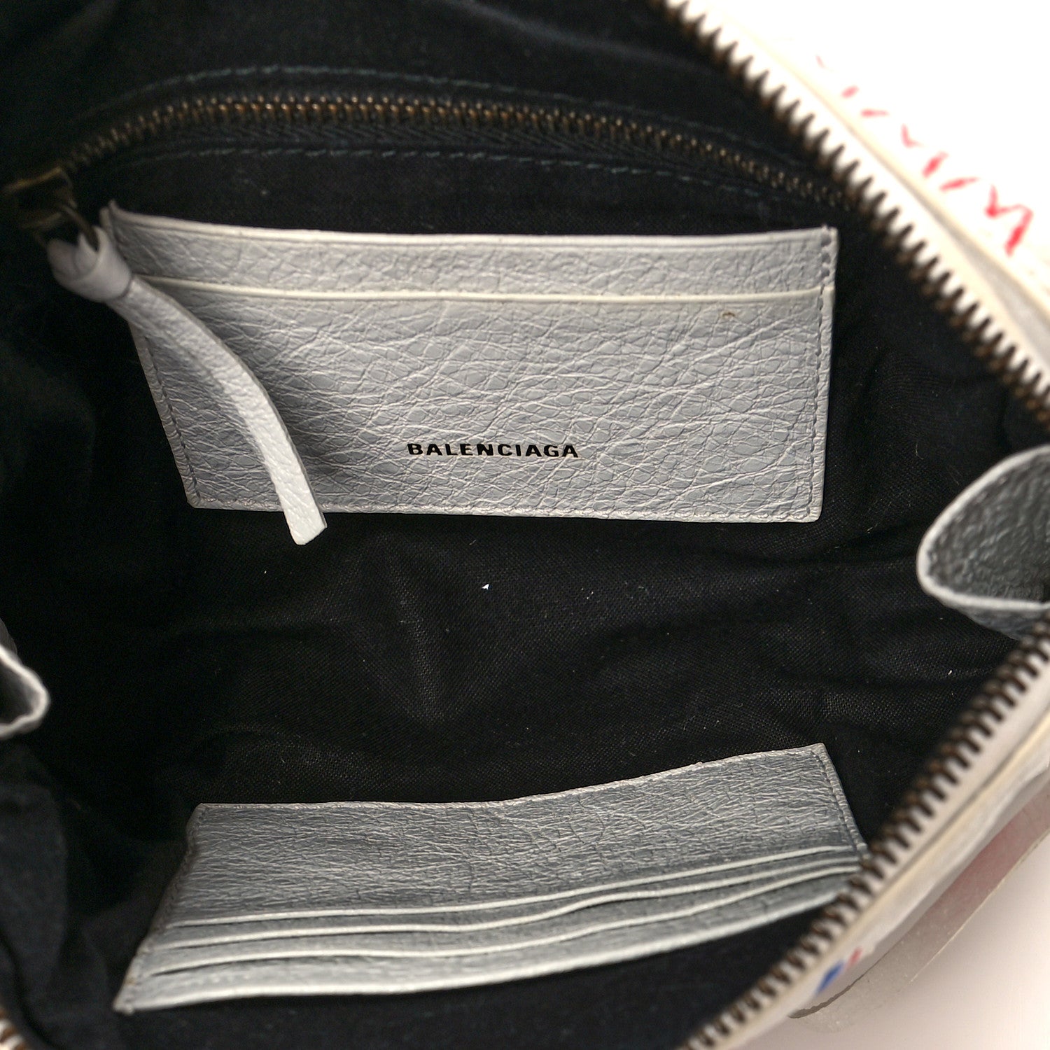 Balenciaga Agneau Graffiti All Over Classic Hardware Reporter XS White Bleu Rouge 4 of 9