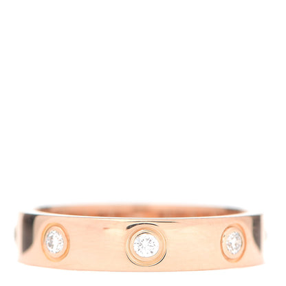 Cartier 18K Pink Gold 8 Diamond 4mm LOVE Wedding Band Ring 50 5.25 3 of 5