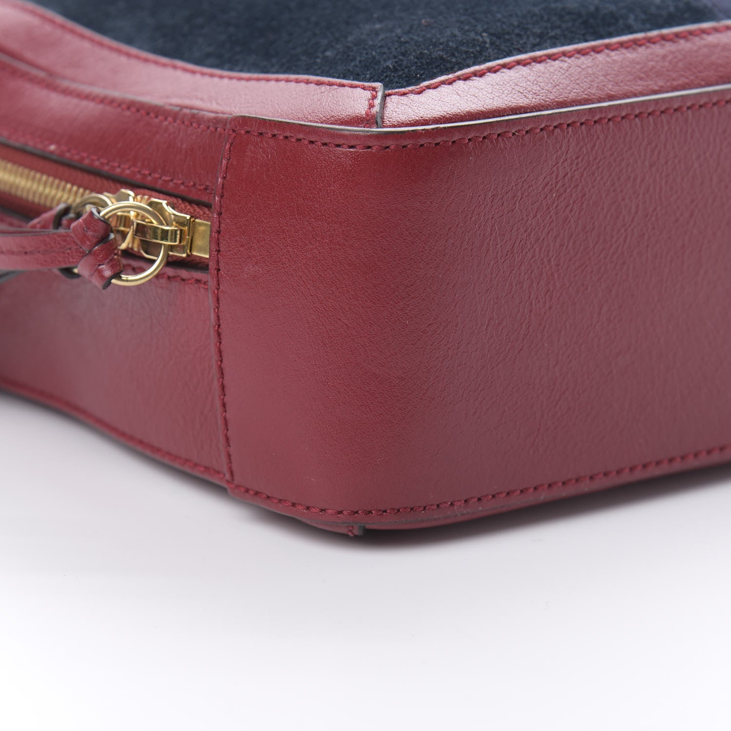 Gucci Suede Calfskin Web Small Ophidia Top Handle Shoulder Bag New Blue Romantic Cherry 9 of 15