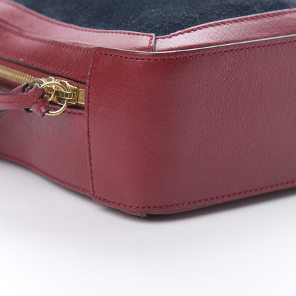 Gucci Suede Calfskin Web Small Ophidia Top Handle Shoulder Bag New Blue Romantic Cherry 9 of 15