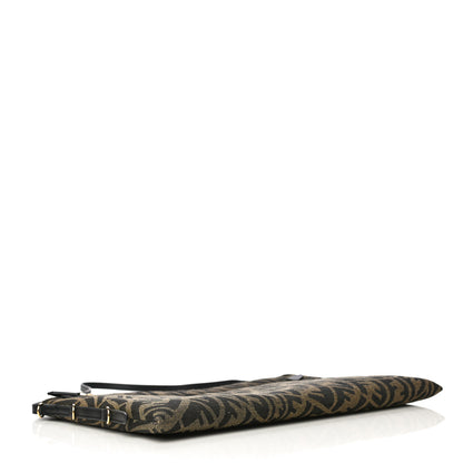 Fendi X SARAH COLEMAN Fabric Jacquard Vitello King FF Vertigo Pochette Tobacco Moro Black 4 of 10