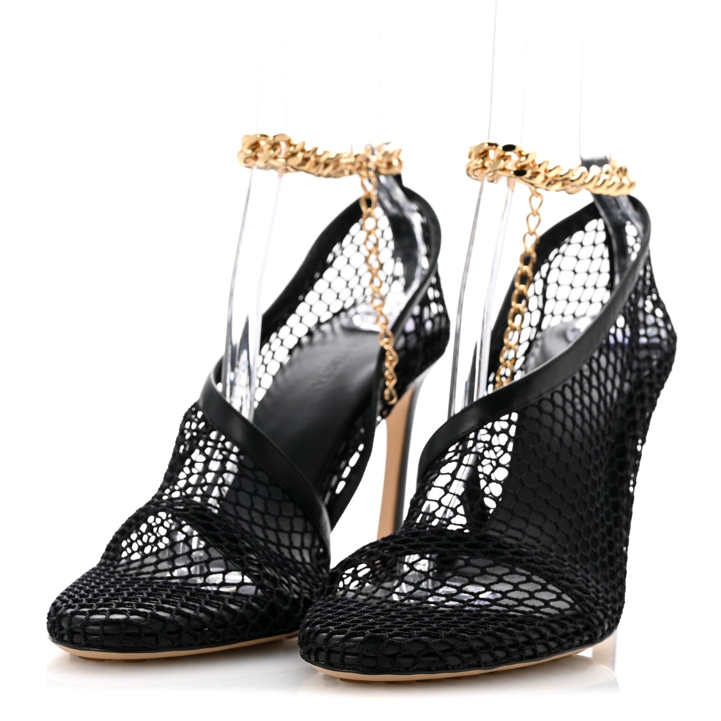 Mesh Nappa Chunky Chain Sandals 39.5 Black