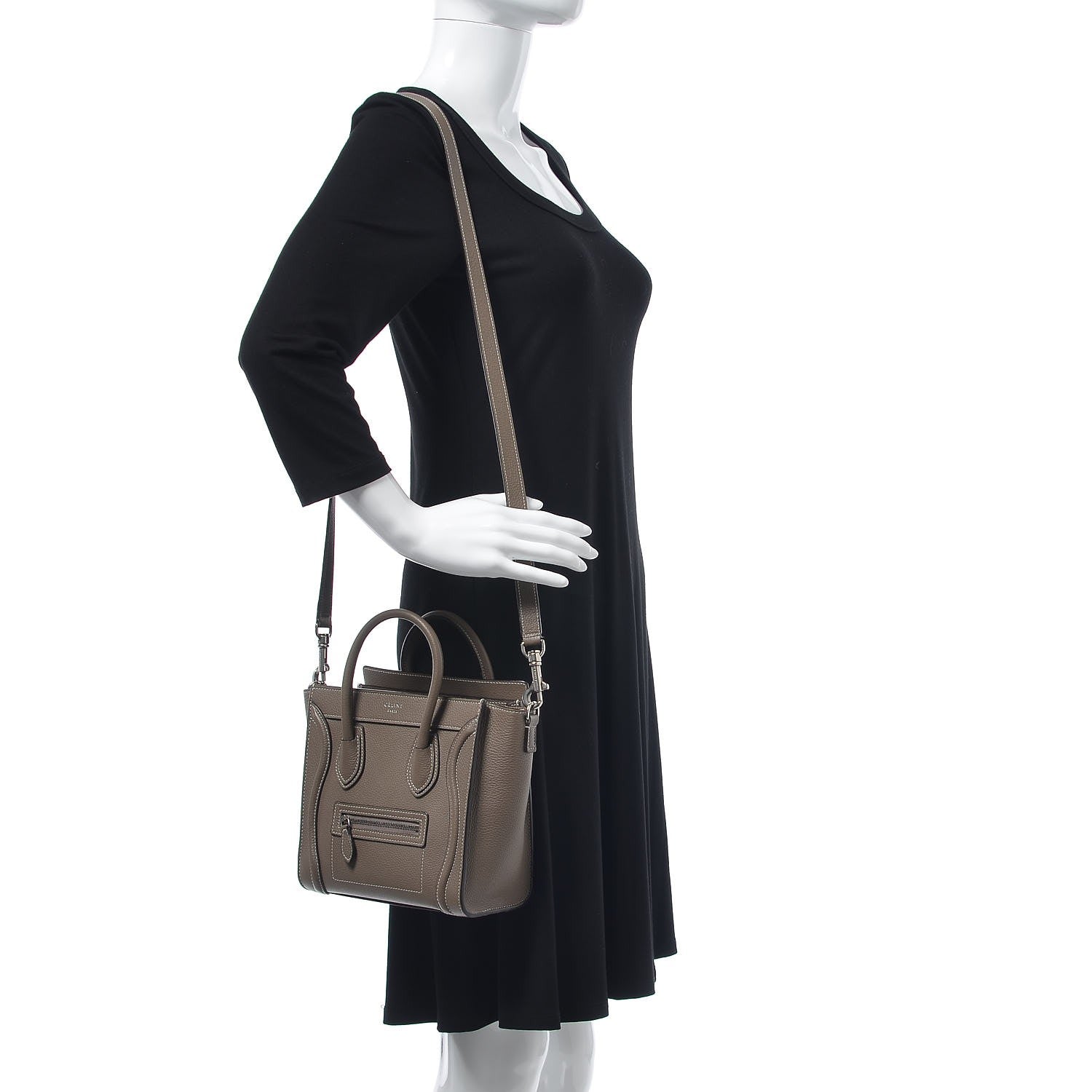 Celine Drummed Calfskin Nano Luggage Souris 2 of 7