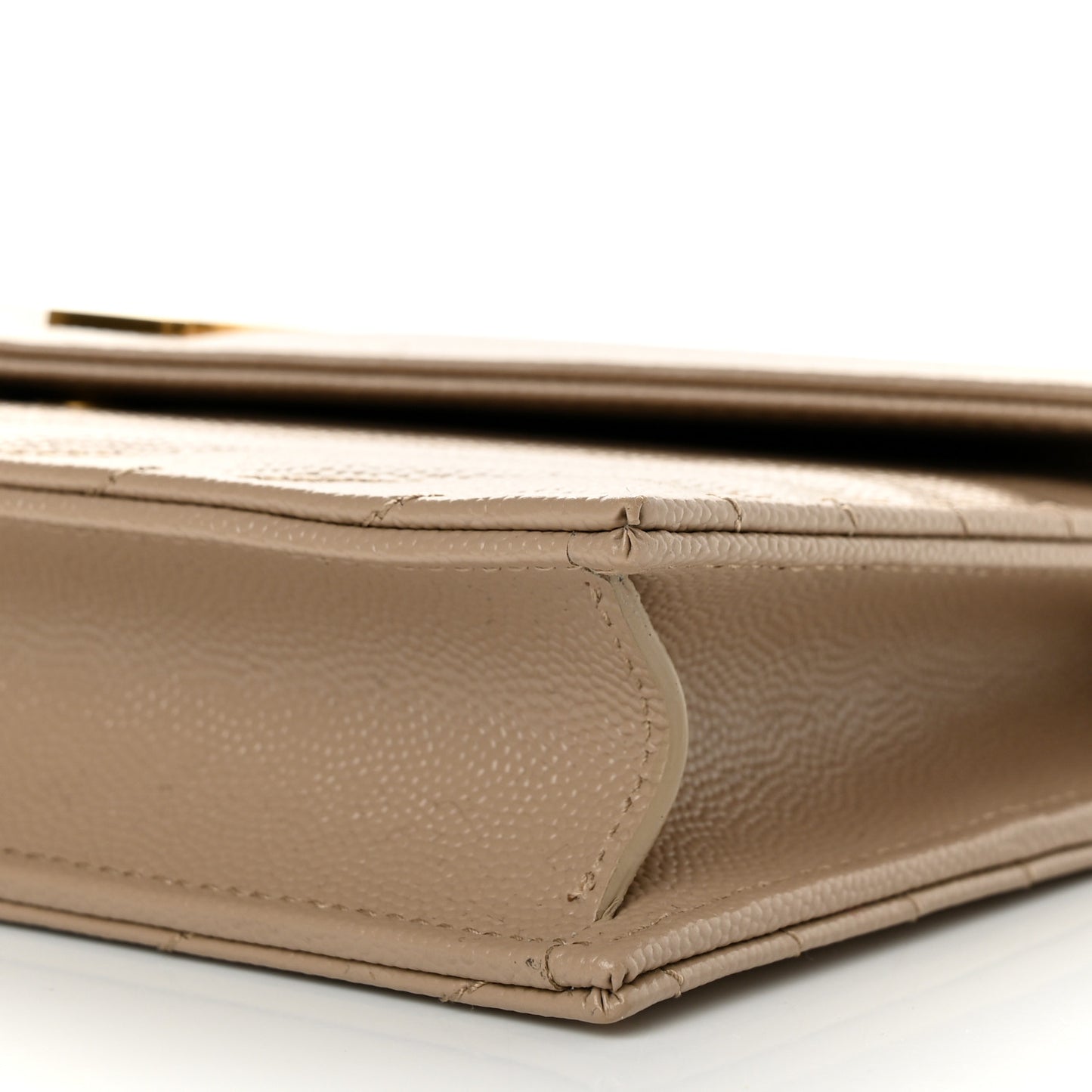 Grain De Poudre Matelasse Chevron Monogram Envelope Chain Wallet Dark Beige