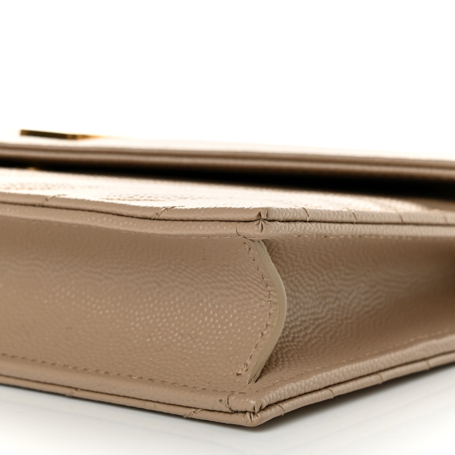 Saint Laurent Grain De Poudre Matelasse Chevron Monogram Envelope Chain Wallet Dark Beige 10 of 11