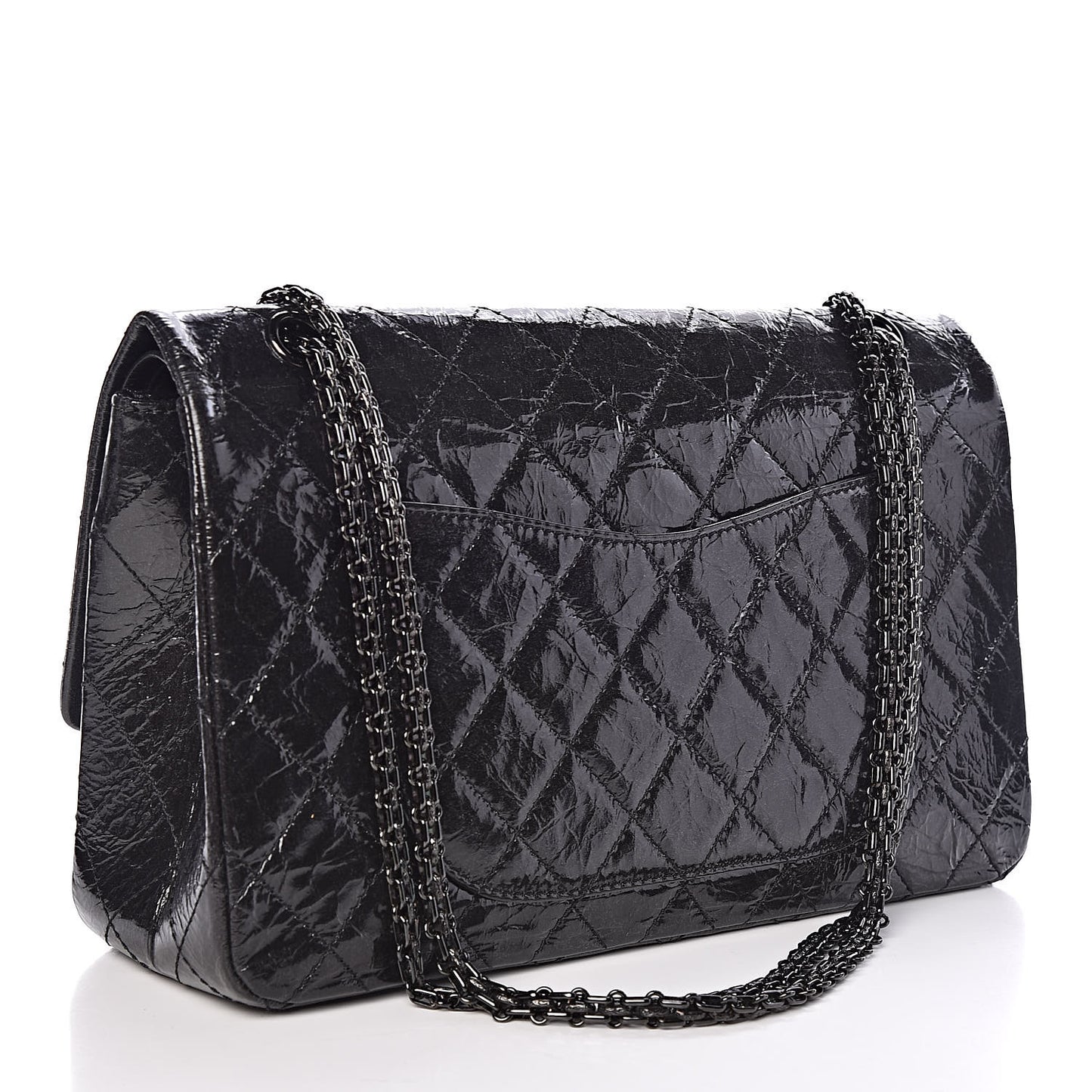 Glazed Aged Calfskin Quilted 2.55 Reissue 227 Flap So Black