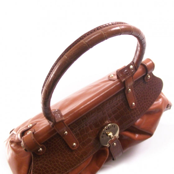 Calfskin Crocodile Embossed Medium Magic Bag Terracotta