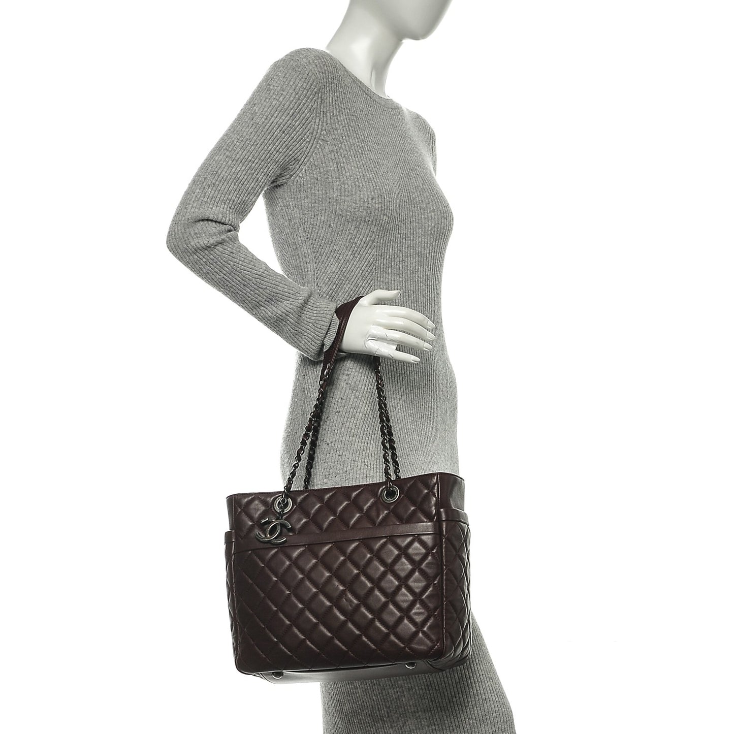 Lambskin Quilted Tote Burgundy