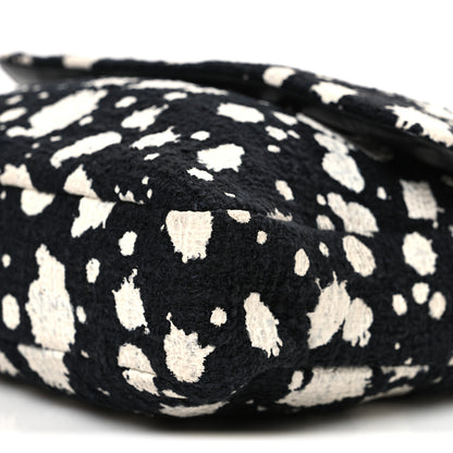 Chanel Tweed Paint Splatter Print Flap Black White 10 of 10