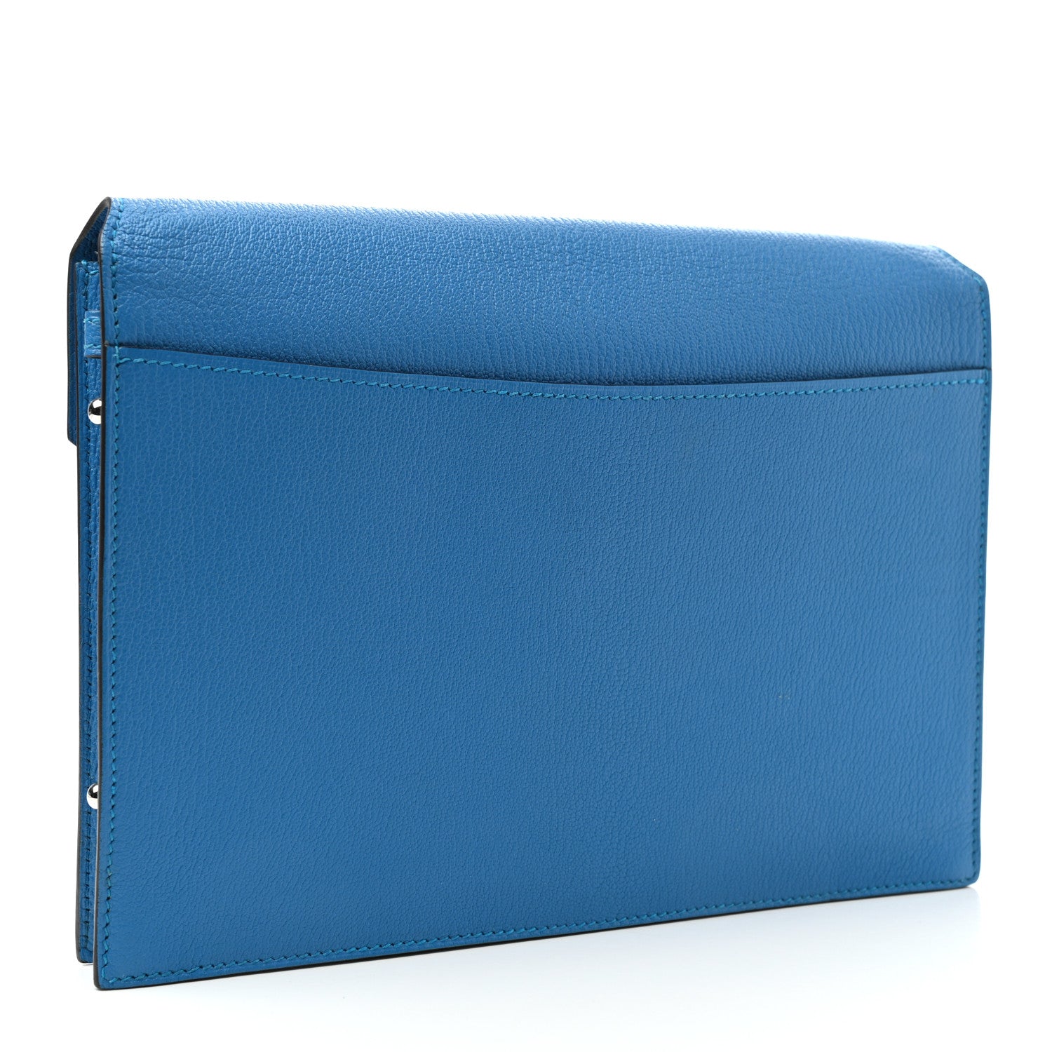Hermes Chevre Mysore Barenia Faco II Clutch Bleu Zanzibar Fauve 2 of 4