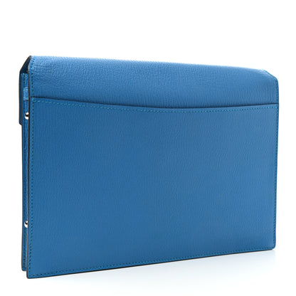 Hermes Chevre Mysore Barenia Faco II Clutch Bleu Zanzibar Fauve 2 of 4