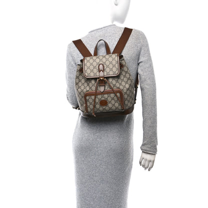 Gucci GG Supreme Monogram Azalea Calfskin Retro Interlocking G Buckle Backpack Beige Ebony Brown Sugar 2 of 11