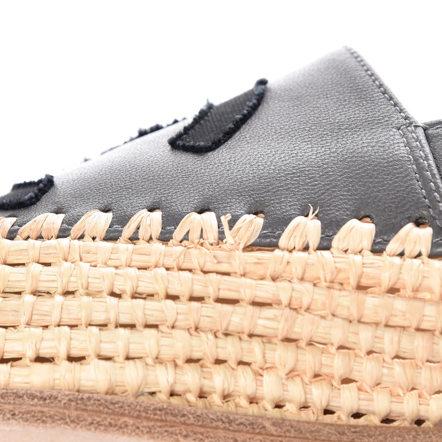 Chanel Lambskin Grosgrain CC Espadrilles 39 Grey Black 8 of 9