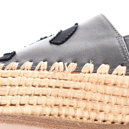 Chanel Lambskin Grosgrain CC Espadrilles 39 Grey Black 8 of 9