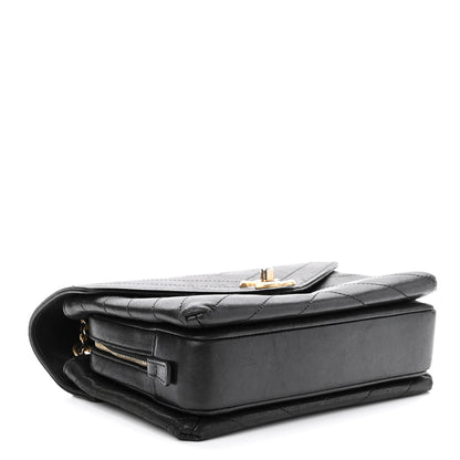 Chanel Lambskin Chevron Stitched Envelope Flap Bag Black 3 of 10