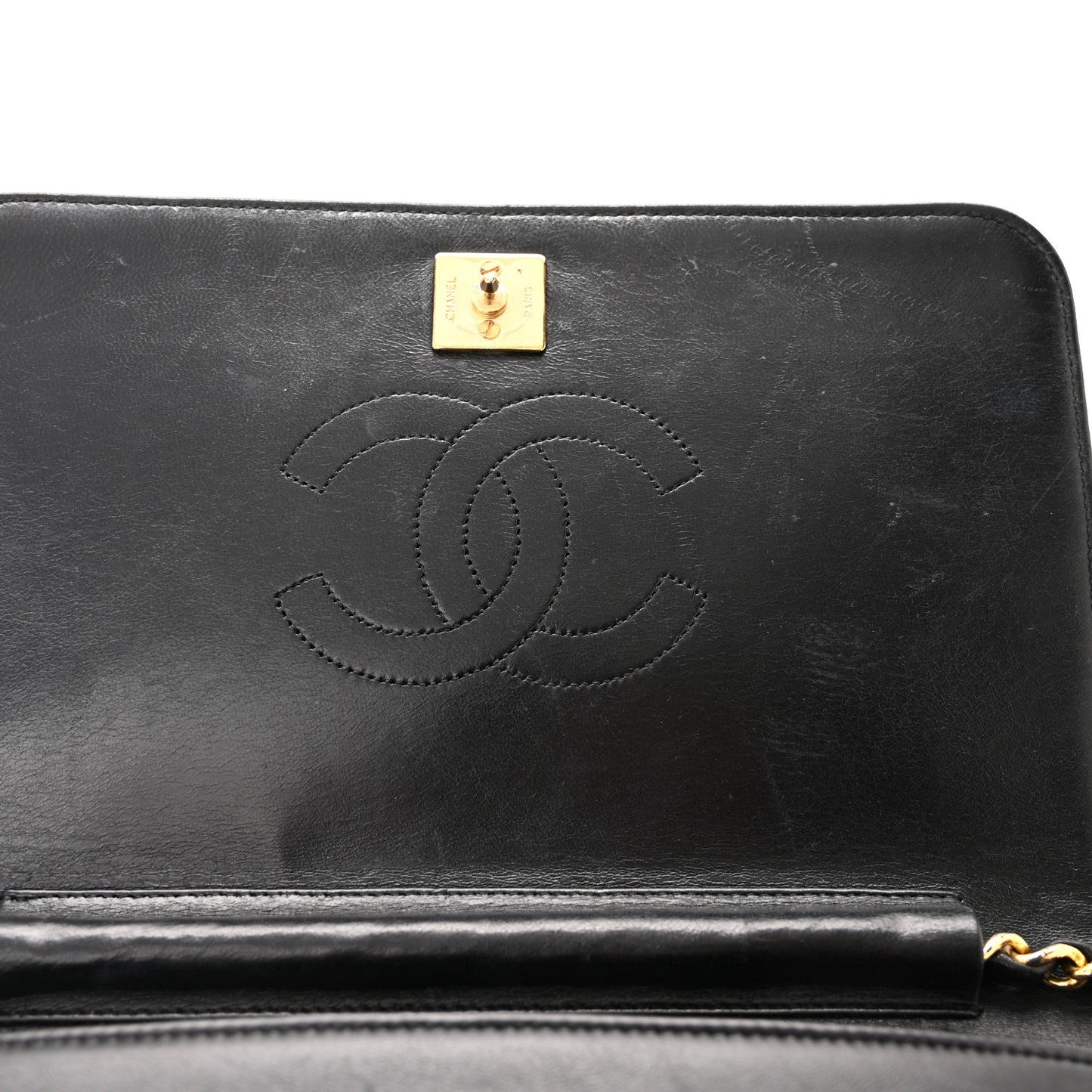 Lambskin Quilted Small Single Flap Black