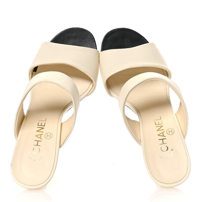 Chanel Lambskin Pearl Sandal Mules 37.5 Ivory 2 of 10