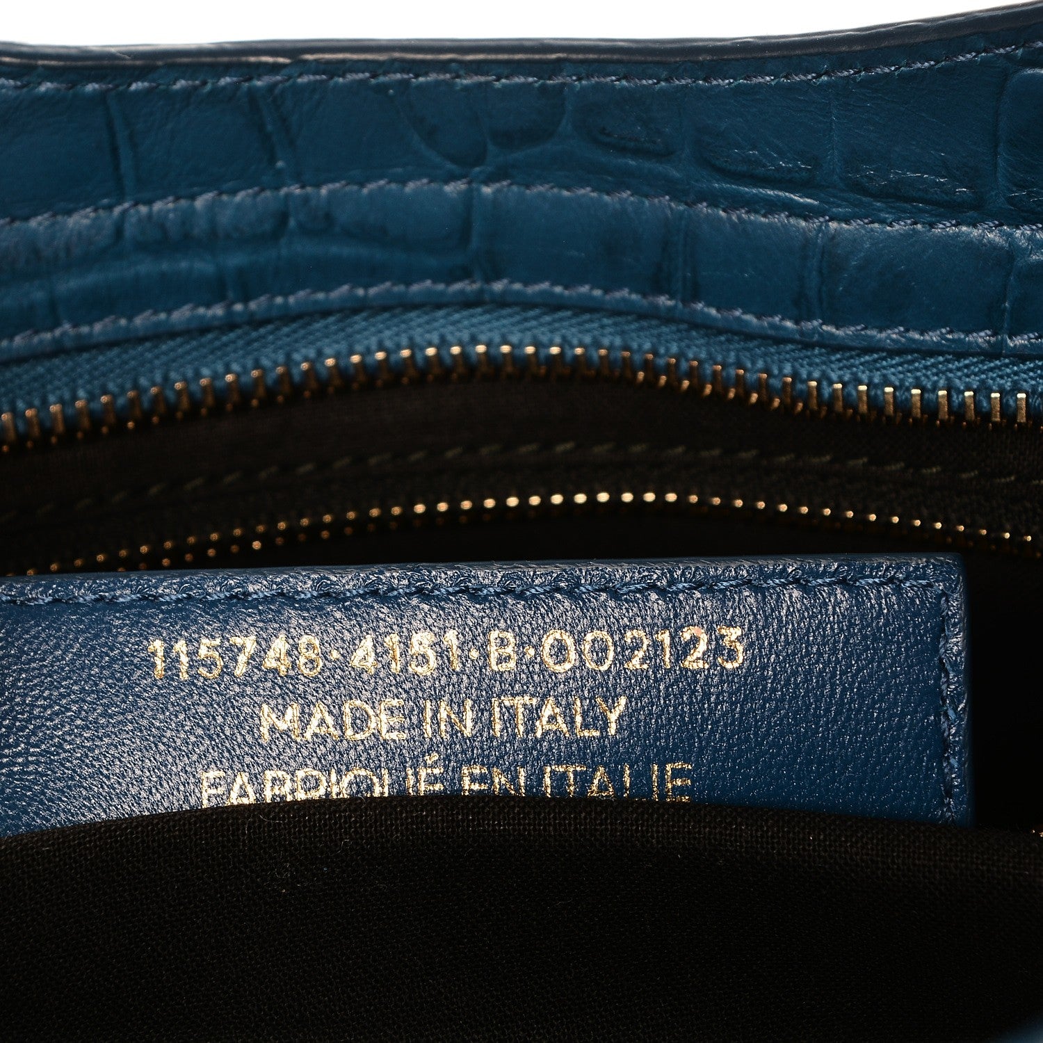 Balenciaga Calfskin Crocodile Embossed Classic Gold Hardware City Bleu Marine 8 of 8