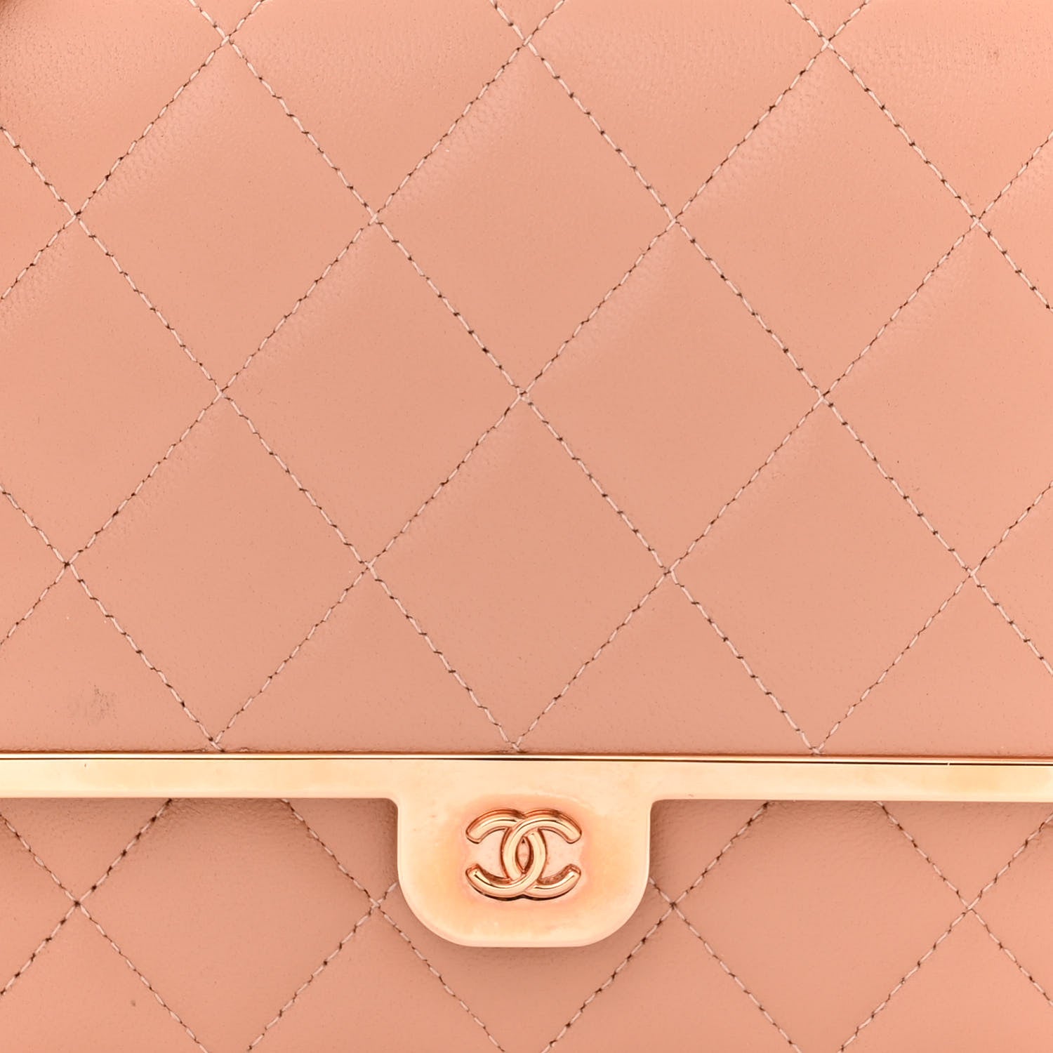Chanel Lambskin Metal Quilted Wallet On Chain WOC Beige 9 of 12