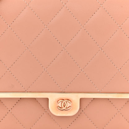 Chanel Lambskin Metal Quilted Wallet On Chain WOC Beige 9 of 12