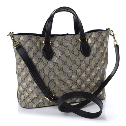 Gucci Soft GG Supreme Monogram Bees Small Crossbody Tote Beige Oro Black 3 of 10