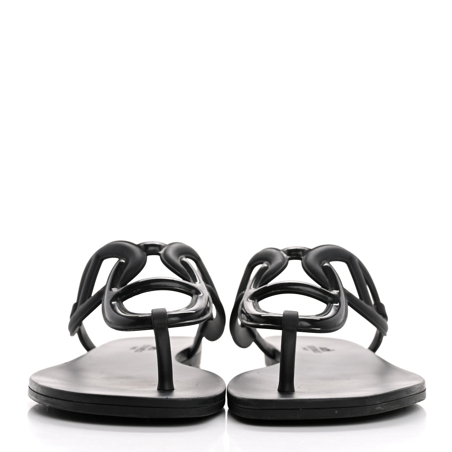 Hermes Rubber Womens Egerie Sandals 39 Black 3 of 12