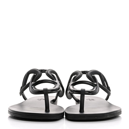 Hermes Rubber Womens Egerie Sandals 39 Black 3 of 12