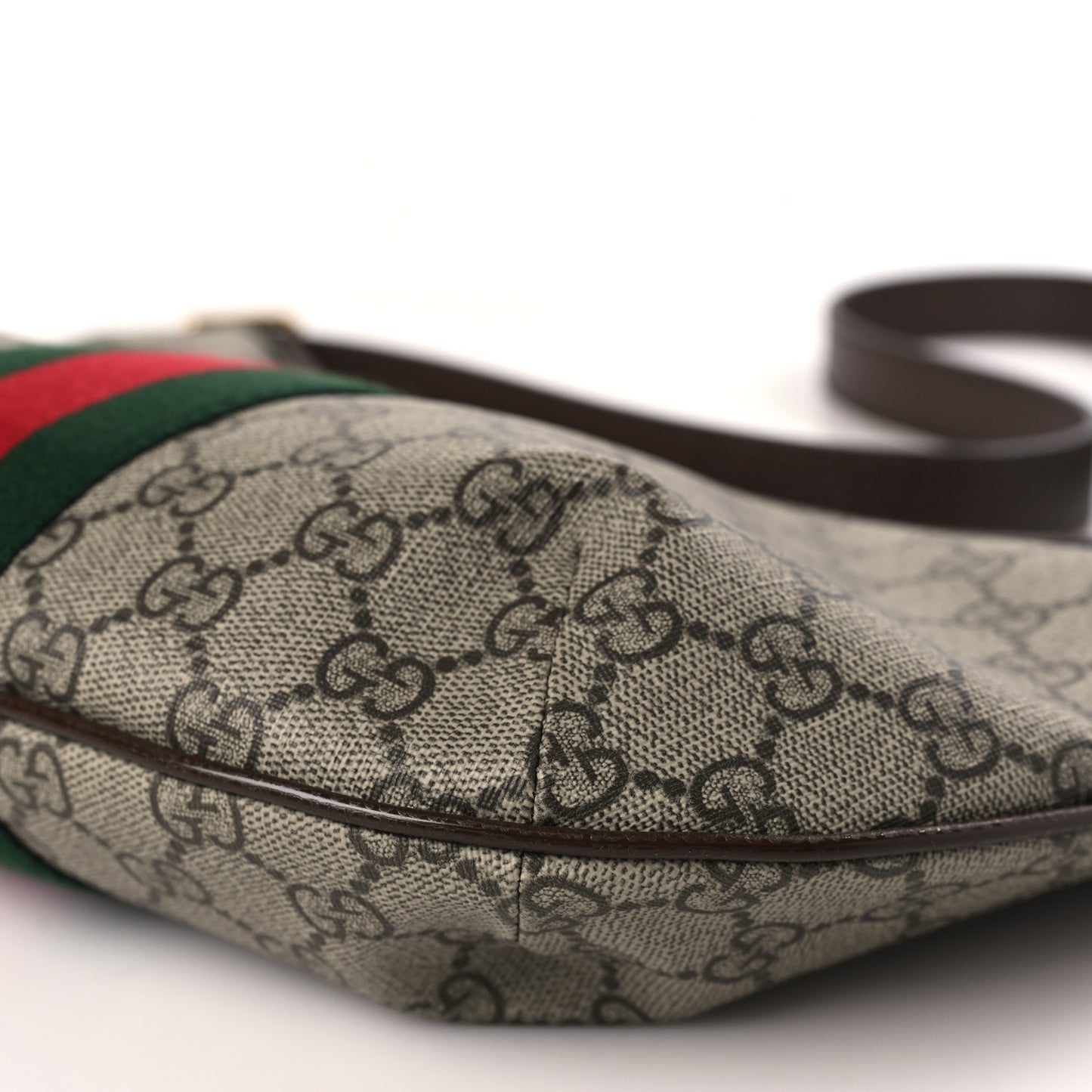 GG Supreme Monogram Web Small Ophidia Half Moon Hobo Brown