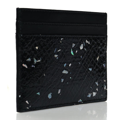 Saint Laurent Lambskin Python Embossed Glitter Monogram Credit Card Case Black 3 of 8
